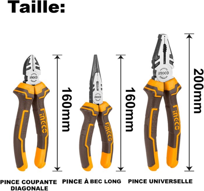 Ingco HKPS08318 Pense Seti - 3 Parça Profesyonel pense seti - Görsel 2
