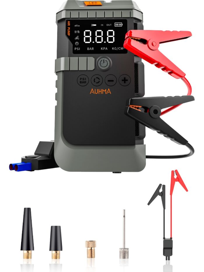 auhma A7711 Jump Starter / Akü Takviye Cihazı | 4'ü 1 Arada Powerbank, Hava Kompresörü, LCD Ekran, 1 - Görsel 2