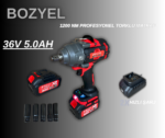 BOZYEL 1200 NM PROFESYONEL TORKLU MATKAP SOMUN SÖKME  36 V   TAŞIMA ÇANTASI İLE
