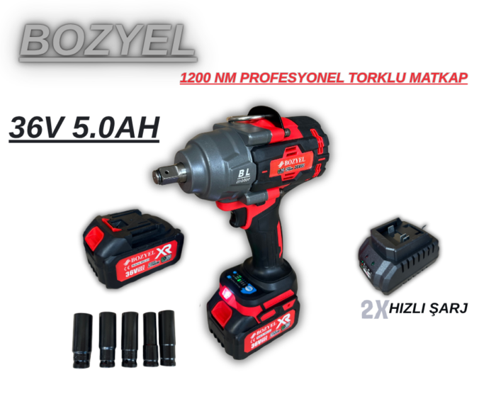 BOZYEL 1200 NM PROFESYONEL TORKLU MATKAP SOMUN SÖKME  36 V   TAŞIMA ÇANTASI İLE - Görsel 2