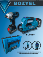 Bozyel 2 li araç seti hava kompresörü ve somun sökme makinesi 36v 5 Ah  kömürsüz motor