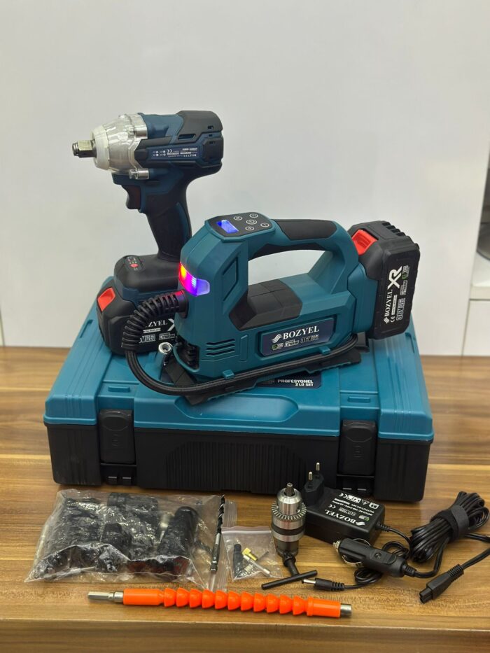 Bozyel 2 li araç seti hava kompresörü ve somun sökme makinesi 36v 5 Ah  kömürsüz motor - Görsel 2