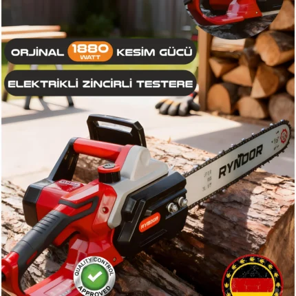 RYNDOR DESİGNE BA011143 ORJİNAL 1880W ELEKTRİKLİ ZİNCİRLİ AĞAÇ KESME HIZAR BIÇKI MAKİNESİ 3/8 57 DİŞ - PROFESYONEL AĞAÇ KESME TESTERESİ