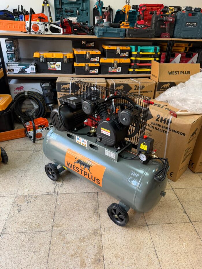 WEST PLUS 100 LT  HAVA KOMPRESÖRÜ PROFESYONEL  ÇİFT PİSTON - Görsel 2