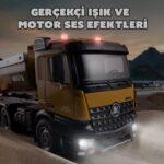 HUINA 1573 1/14 Yüksek Kalite RC Model Damperli Kamyon Uzaktan Kumandalı Metal İş Makinesi -10KG Yükleme Kapasiteli -2.4G Full Fonksiyon Sesli&Işıklı - Görsel 3