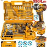 Ingco 172 Parça Akülü Darbeli Anahtar Seti, 4.0 Ah Batarya Kapasitesi, 550 Nm Tork, Fırçasız Motor, HKTHP41723 (Batarya Dahil)
