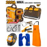 * Büyütmek için tıklayın, görseller yalnızca örnek amaçlıdır. INGCO 7 Parçalı İnverter MMA200 Kaynak Makinesi 200A + Alet Seti COS25075